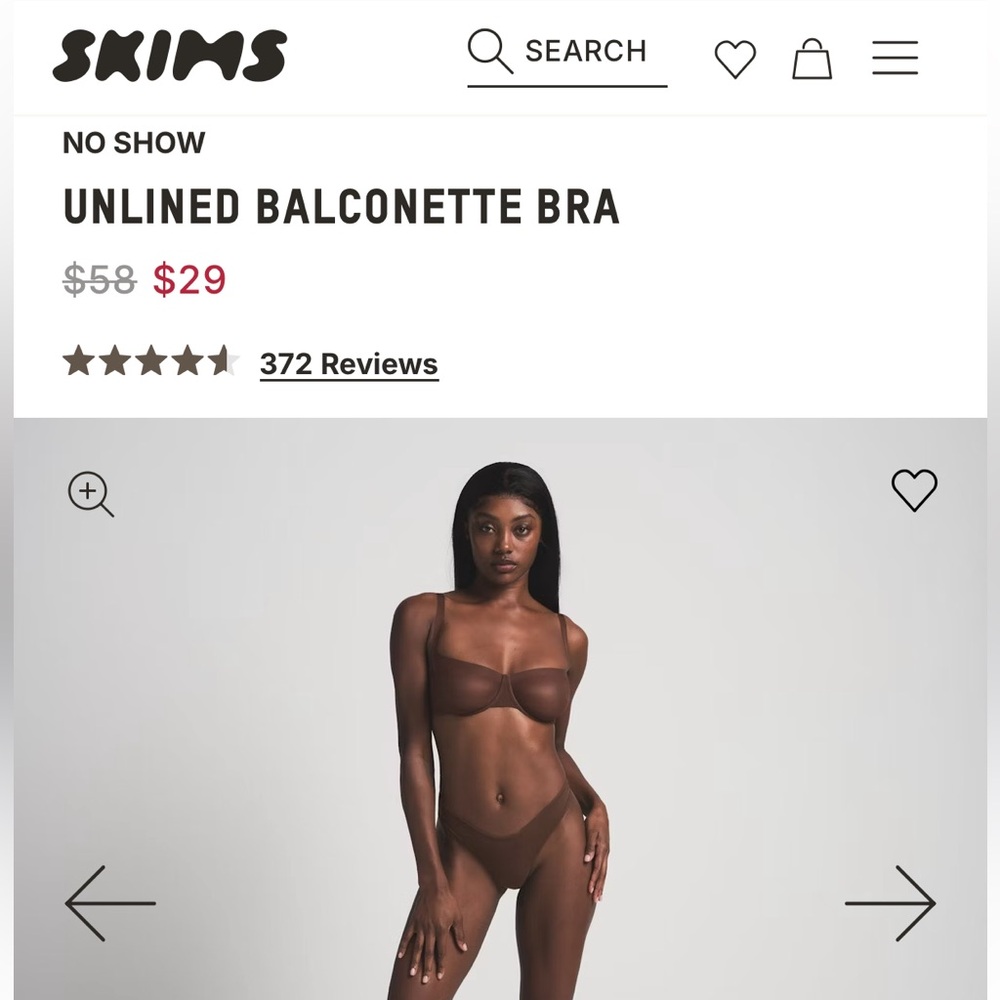 No Show SKIMS Unlined Balconette Bra — Chocolate